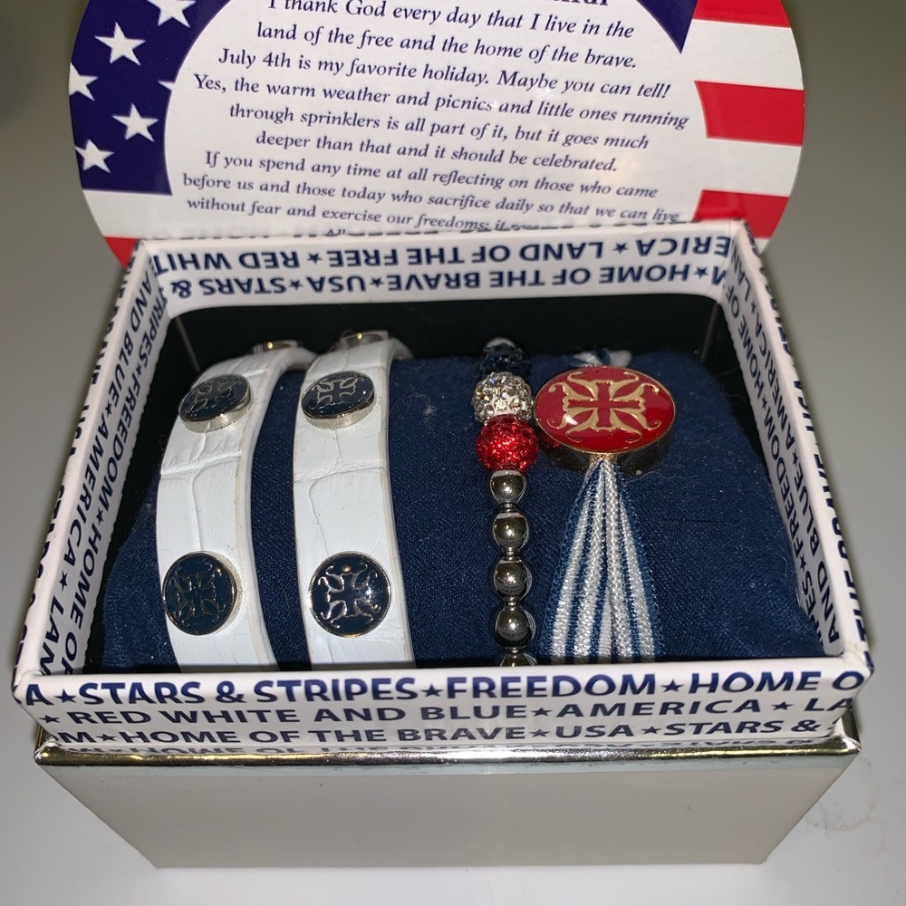 Fourth of July rustic Cuff Bracelet set